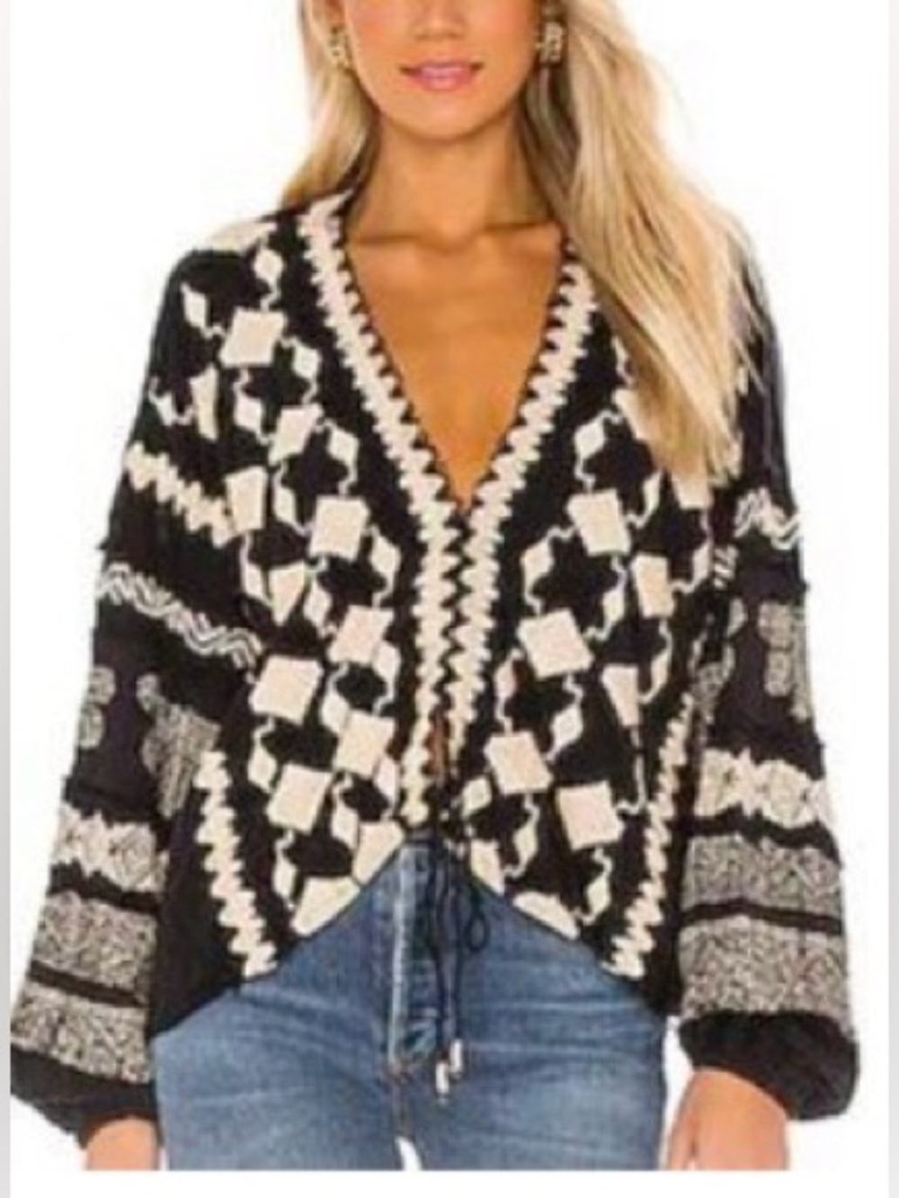 Rare find geometric design front tie top by Free People